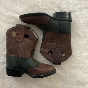 Cowboy Leather Boots | Toddler | Brown & Black | Old West 3251 Size - 040